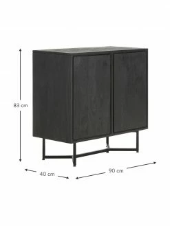 Westwing Collection Enfilade bois massif noir Luca, larg. 90 x haut. 83 cm -furniture Soldes Enfilade bois massif noir Luca 9
