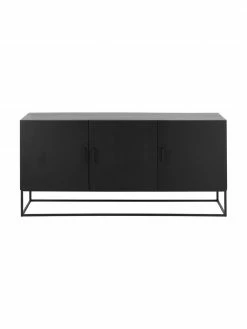 Westwing Collection Enfilade bois massif noir Lyle, larg. 150 x haut. 72 cm -furniture Soldes Enfilade bois massif noir Lyle 4
