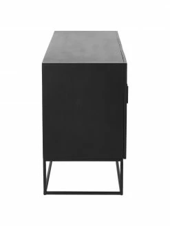 Westwing Collection Enfilade bois massif noir Lyle, larg. 150 x haut. 72 cm -furniture Soldes Enfilade bois massif noir Lyle 5