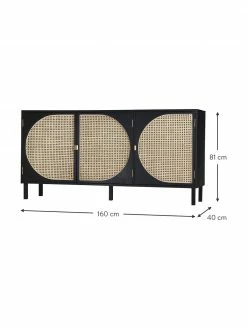 HKliving Enfilade en cannage artisanal Lizzie, larg. 160 x haut. 81 cm -furniture Soldes Enfilade en cannage artisanal Lizzie 2