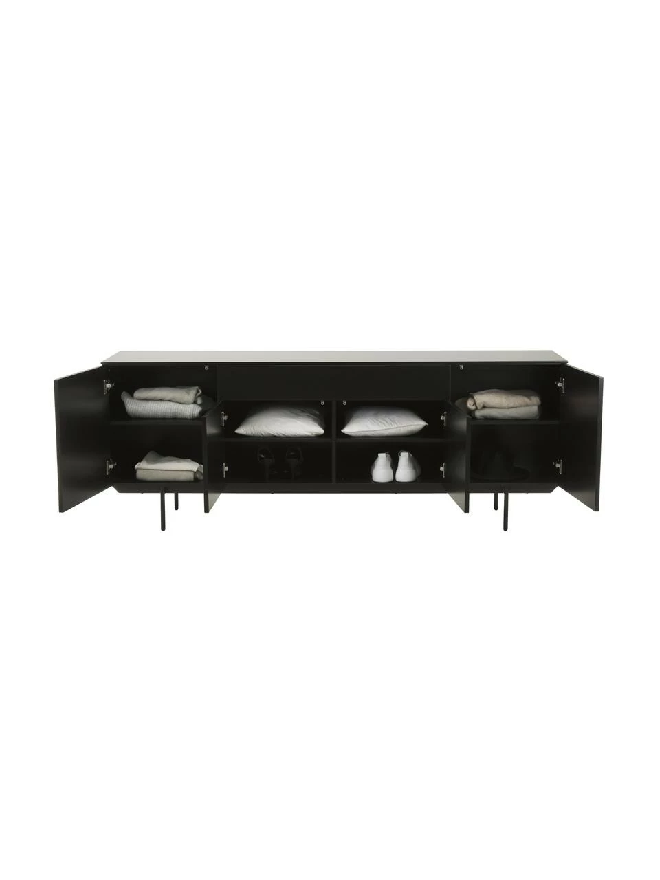 Westwing Collection Enfilade noire Elyn, larg. 200 x haut. 75 cm 5 Westwing Collection Enfilade noire Elyn, larg. 200 x haut. 75 cm – Image 5