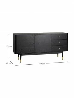 Rowico Enfilade noire Fenwood, larg. 160 x haut. 79 cm 8 Rowico Enfilade noire Fenwood, larg. 160 x haut. 79 cm -furniture Soldes Enfilade noire Fenwood 2