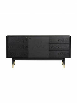 Rowico Enfilade noire Fenwood, larg. 160 x haut. 79 cm 9 Rowico Enfilade noire Fenwood, larg. 160 x haut. 79 cm -furniture Soldes Enfilade noire Fenwood 3