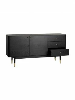 Rowico Enfilade noire Fenwood, larg. 160 x haut. 79 cm 11 Rowico Enfilade noire Fenwood, larg. 160 x haut. 79 cm -furniture Soldes Enfilade noire Fenwood 5