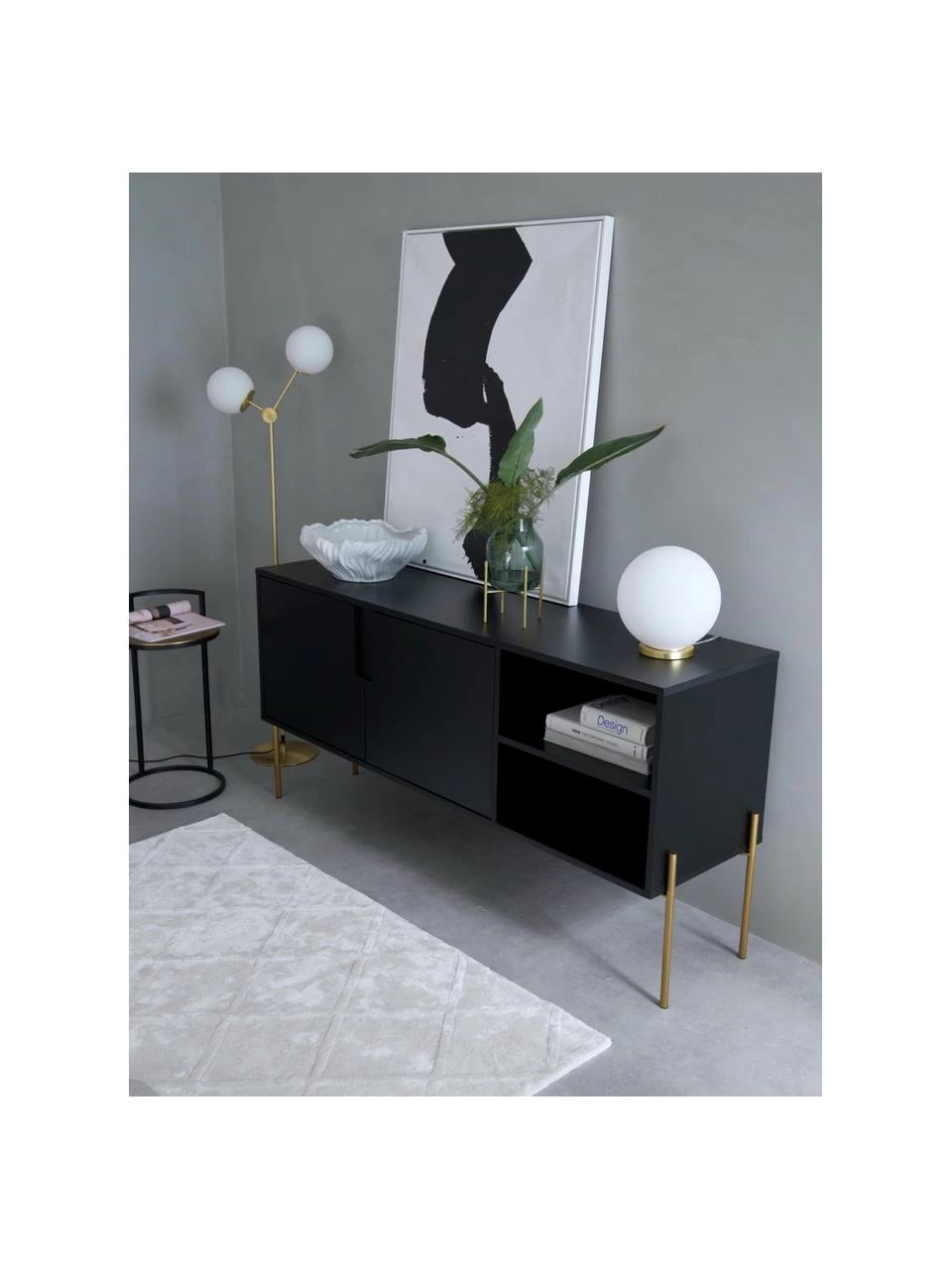 Westwing Collection Enfilade noire Jesper, larg. 160 x haut. 80 cm 2 Westwing Collection Enfilade noire Jesper, larg. 160 x haut. 80 cm – Image 2