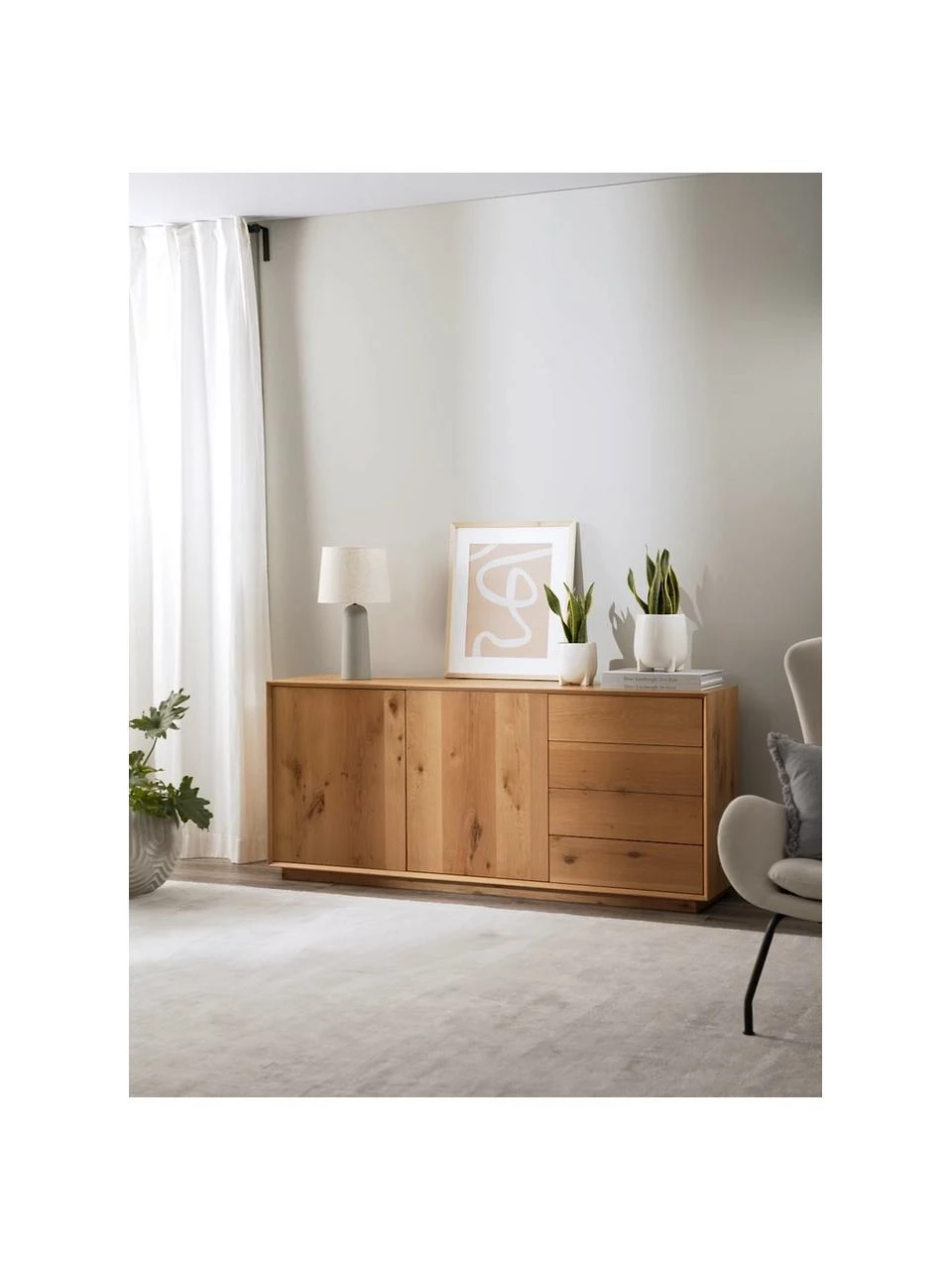 Westwing Collection Enfilade placage en frêne Noel, larg. 180 x long. 79 cm 2 Westwing Collection Enfilade placage en frêne Noel, larg. 180 x long. 79 cm – Image 2