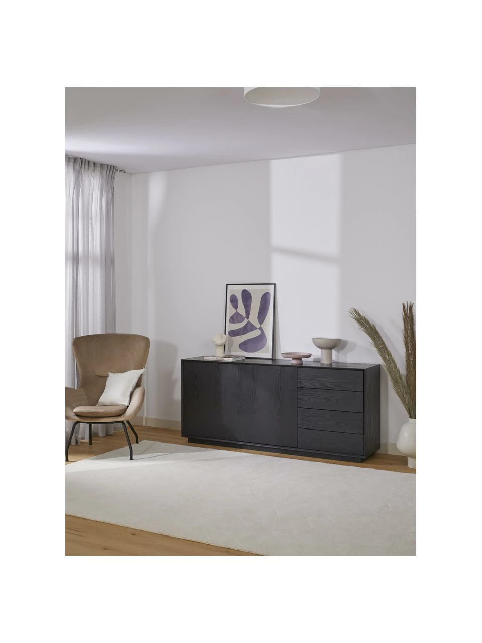 Westwing Collection Enfilade placage en frêne noir Noel, larg. 180 x long. 79 cm 2 Westwing Collection Enfilade placage en frêne noir Noel, larg. 180 x long. 79 cm – Image 2