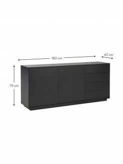 Westwing Collection Enfilade placage en frêne noir Noel, larg. 180 x long. 79 cm 11 Westwing Collection Enfilade placage en frêne noir Noel, larg. 180 x long. 79 cm -furniture Soldes Enfilade placage en frene noir Noel 5