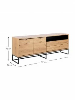 Enfilade plaquée bois de chêne Dalarna, larg. 197 x haut. 76 cm -furniture Soldes Enfilade plaquee bois de chene Dalarna 2