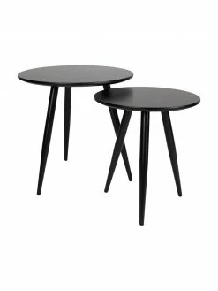 Ensemble de 2 tables d'appoint noires Colette, Lot de différentes tailles