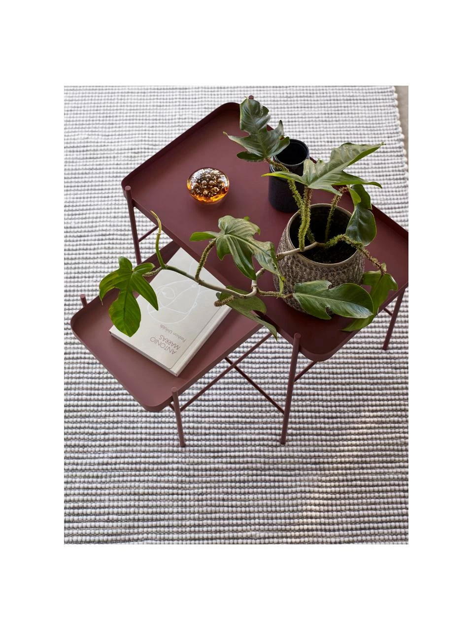 Hübsch Ensemble tables d'appoint métal lie de vin Double, 2 élém., Lot de différentes taillesDisponibilité limitée 2 Hübsch Ensemble tables d'appoint métal lie de vin Double, 2 élém., Lot de différentes taillesDisponibilité limitée – Image 2