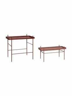 Hübsch Ensemble tables d'appoint métal lie de vin Double, 2 élém., Lot de différentes taillesDisponibilité limitée