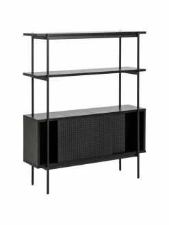 Étagère avec portes coulissantes noir Angus, larg. 94 x haut. 114 cm -furniture Soldes Etagere avec portes coulissantes noir Angus 4