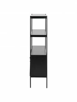 Étagère avec portes coulissantes noir Angus, larg. 94 x haut. 114 cm -furniture Soldes Etagere avec portes coulissantes noir Angus 5