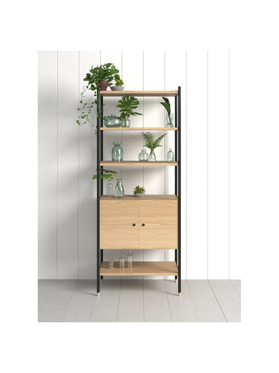 Woodman Étagère bois de chêne et métal Jugend, larg. 90 x haut. 180 cm 2 Woodman Étagère bois de chêne et métal Jugend, larg. 90 x haut. 180 cm – Image 2