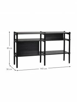 Rowico Étagère bois de chêne noir Holton, larg. 140 x haut. 81 cm -furniture Soldes Etagere bois de chene noir Holton 2