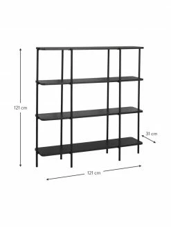 Étagère bois et métal noir Lyllo, larg. 121 x haut. 121 cm -furniture Soldes Etagere bois et metal noir Lyllo 2