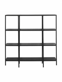 Étagère bois et métal noir Lyllo, larg. 121 x haut. 121 cm -furniture Soldes Etagere bois et metal noir Lyllo 3