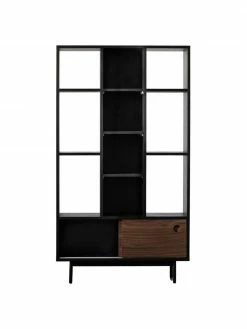 Étagère en bois avec 2 portes coulissantes Barbican, larg. 90 x haut. 160 cmSeulement 1 produit disponible