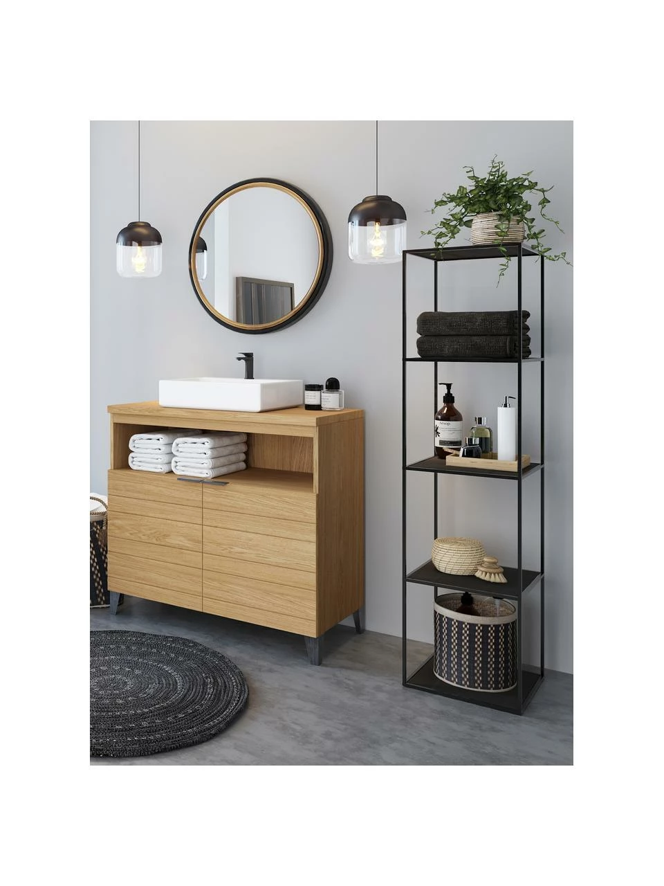 Étagère en métal noir Expo, larg. 50 x haut. 180 cm 2 Étagère en métal noir Expo, larg. 50 x haut. 180 cm – Image 2