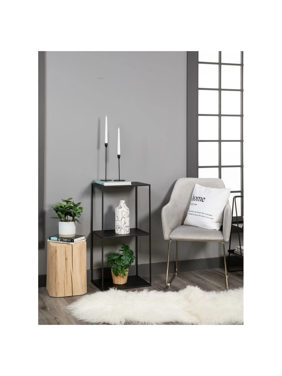 Étagère en métal noir Expo, larg. 43 x haut. 86 cm 2 Étagère en métal noir Expo, larg. 43 x haut. 86 cm – Image 2