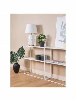 Westwing Collection Étagère industrielle en métal blanc avec tablette Neptun, larg. 80 x haut 80 cm -furniture Soldes Etagere industrielle en metal blanc avec tablette Neptun 2