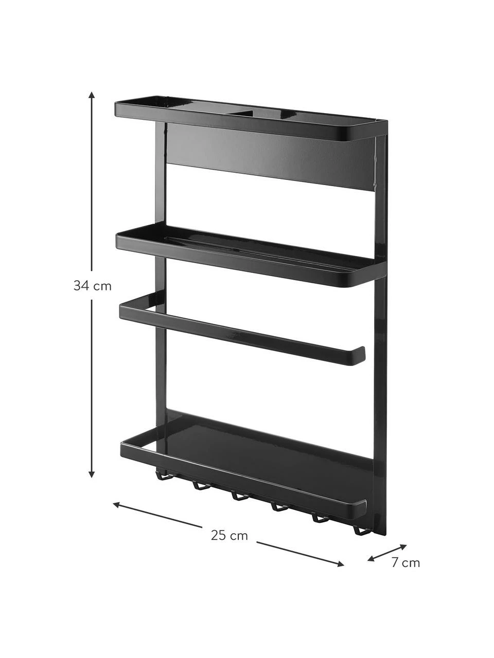 Yamazaki Étagère latérale magnétique noir Tower, larg. 25 x long. 34 cm 4 Yamazaki Étagère latérale magnétique noir Tower, larg. 25 x long. 34 cm – Image 4