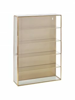 Nordal Étagère murale dorée avec tablettes et portes en verre Ada, larg. 35 x haut. 50 cm -furniture Soldes Etagere murale doree avec tablettes et portes en verre Ada 10
