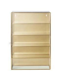 Nordal Étagère murale dorée avec tablettes et portes en verre Ada, larg. 35 x haut. 50 cm