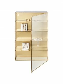 Nordal Étagère murale dorée avec tablettes et portes en verre Ada, larg. 35 x haut. 50 cm -furniture Soldes Etagere murale doree avec tablettes et portes en verre Ada 8