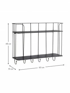 Étagère murale en métal avec crochets Hedda, larg. 60 x haut. 48 cm -furniture Soldes Etagere murale en metal avec crochets Hedda 2