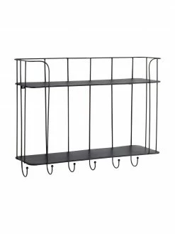 Étagère murale en métal avec crochets Hedda, larg. 60 x haut. 48 cm