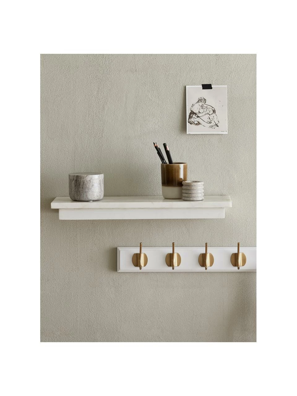 Nordal Étagère murale marbre blanc Pau, larg. 35 x haut. 5 cm 2 Nordal Étagère murale marbre blanc Pau, larg. 35 x haut. 5 cm – Image 2