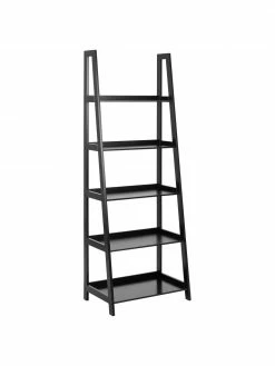 Étagère/échelle noire Wally, larg. 63 x haut. 180 cm