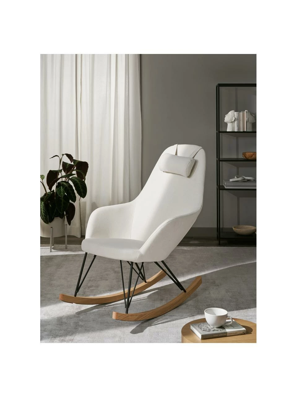 Fauteuil à bascule blanc crème Jolene, larg. 66 x prof. 102 cm 2 Fauteuil à bascule blanc crème Jolene, larg. 66 x prof. 102 cm – Image 2