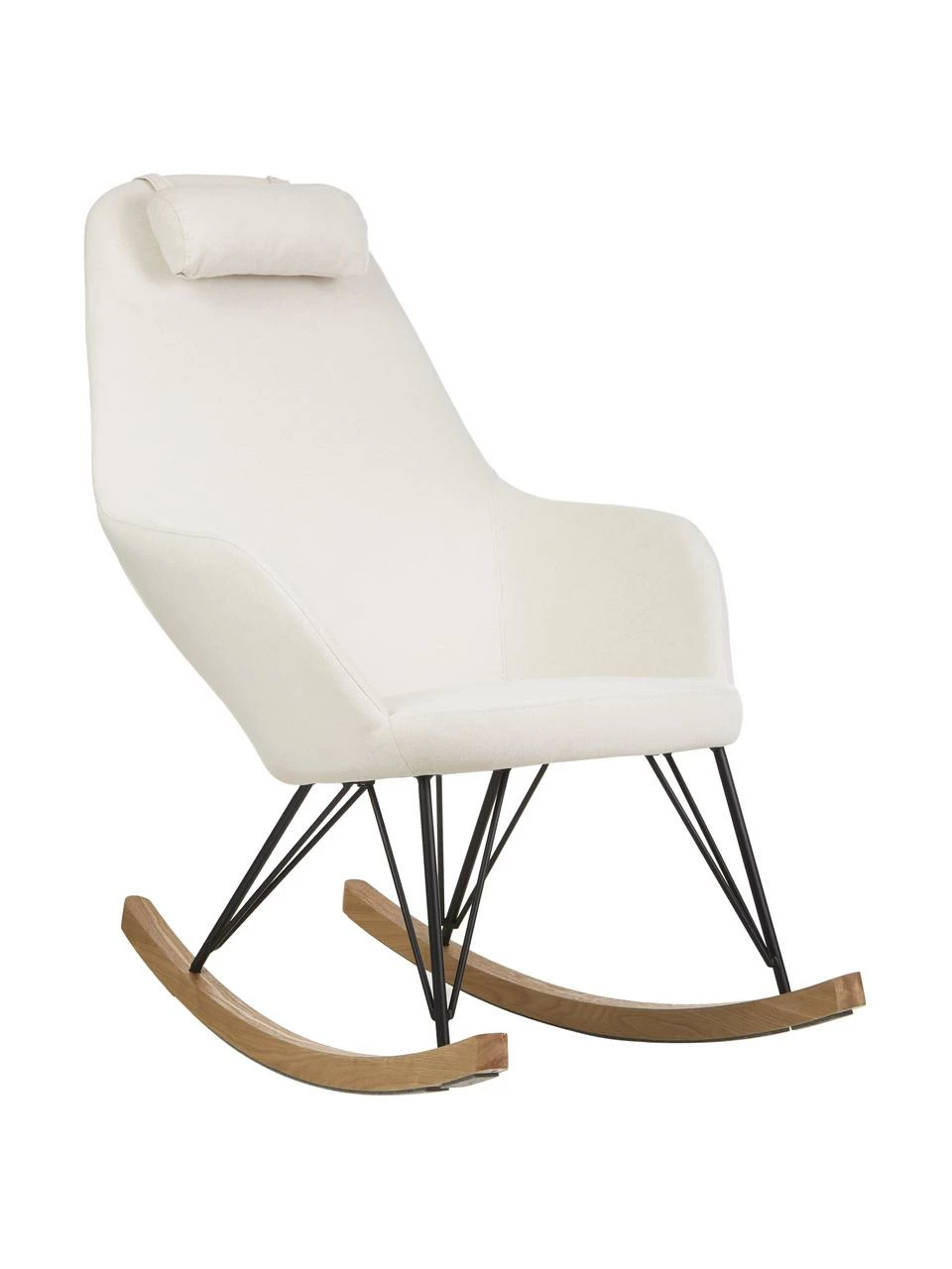 Fauteuil à bascule blanc crème Jolene, larg. 66 x prof. 102 cm 1 Fauteuil à bascule blanc crème Jolene, larg. 66 x prof. 102 cm