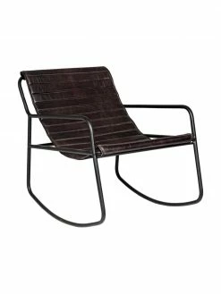 Bizzotto Fauteuil à bascule en cuir Karisma, larg. 59 x prof. 77 cm
