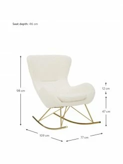 Westwing Collection Fauteuil à bascule peluche blanc crème Wing, larg. 77 x prof. 109 cm -furniture Soldes Fauteuil a bascule peluche blanc creme Wing 3