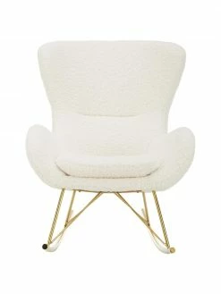 Westwing Collection Fauteuil à bascule peluche blanc crème Wing, larg. 77 x prof. 109 cm -furniture Soldes Fauteuil a bascule peluche blanc creme Wing 4