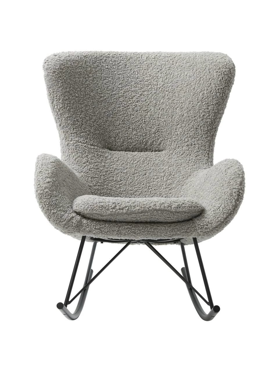 Westwing Collection Fauteuil à bascule peluche gris pieds en métal Wing, larg. 77 x haut. 109 cm 4 Westwing Collection Fauteuil à bascule peluche gris pieds en métal Wing, larg. 77 x haut. 109 cm – Image 4