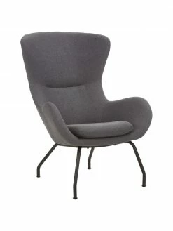 Westwing Collection Fauteuil à oreilles anthracite Wing, larg. 75 x prof. 85 cm