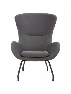 Westwing Collection Fauteuil à oreilles anthracite Wing, larg. 75 x prof. 85 cm -furniture Soldes Fauteuil a oreilles anthracite Wing 3