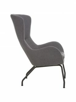 Westwing Collection Fauteuil à oreilles anthracite Wing, larg. 75 x prof. 85 cm -furniture Soldes Fauteuil a oreilles anthracite Wing 4