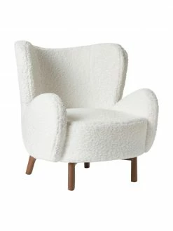 Westwing Collection Fauteuil à oreilles blanc Kalia, larg. 78 x prof. 80 cm