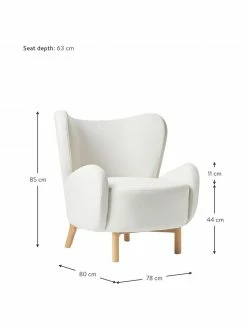Westwing Collection Fauteuil à oreilles blanc crème Kalia, larg. 78 x prof. 80 cm -furniture Soldes Fauteuil a oreilles blanc creme Kalia 2