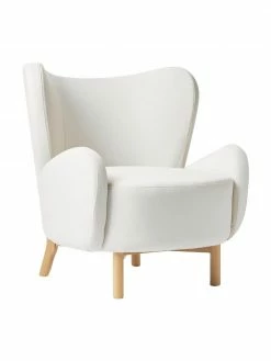 Westwing Collection Fauteuil à oreilles blanc crème Kalia, larg. 78 x prof. 80 cm
