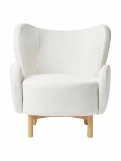 Westwing Collection Fauteuil à oreilles blanc crème Kalia, larg. 78 x prof. 80 cm -furniture Soldes Fauteuil a oreilles blanc creme Kalia 3