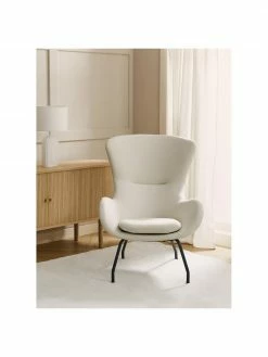 Westwing Collection Fauteuil à oreilles blanc crème Wing, larg. 75 x prof. 85 cm -furniture Soldes Fauteuil a oreilles blanc creme Wing 3