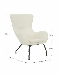 Westwing Collection Fauteuil à oreilles blanc crème Wing, larg. 75 x prof. 85 cm -furniture Soldes Fauteuil a oreilles blanc creme Wing 4
