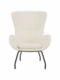 Westwing Collection Fauteuil à oreilles blanc crème Wing, larg. 75 x prof. 85 cm -furniture Soldes Fauteuil a oreilles blanc creme Wing 5